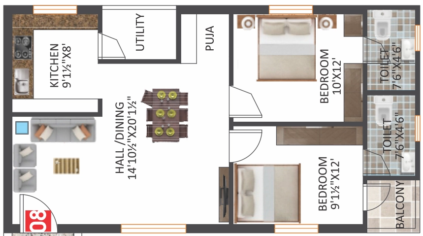 2 BHK Flat in Swagath Jubilant in Isnapur, Hyderabad - Image 915587