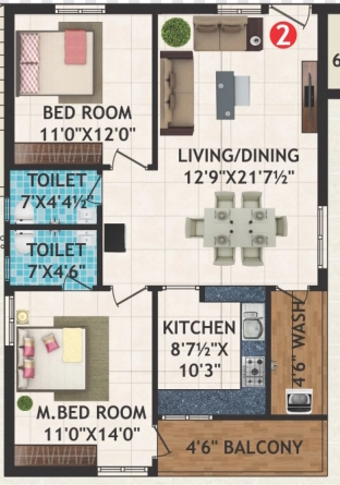 2 BHK Flat in VS Anandha Nilayam in Nizampet, Hyderabad - Image 915602