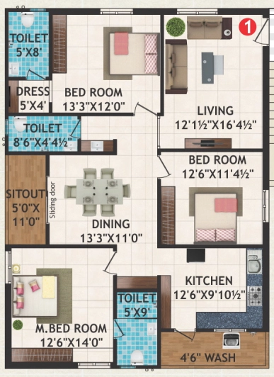 3 BHK Flat in VS Anandha Nilayam in Nizampet, Hyderabad - Image 915603