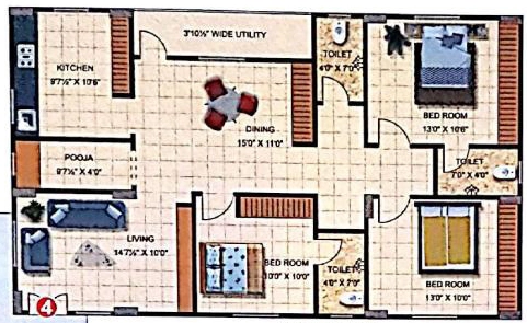 3 BHK Flat in Yogitha Tulasivanam in Nizampet, Hyderabad - Image 915523