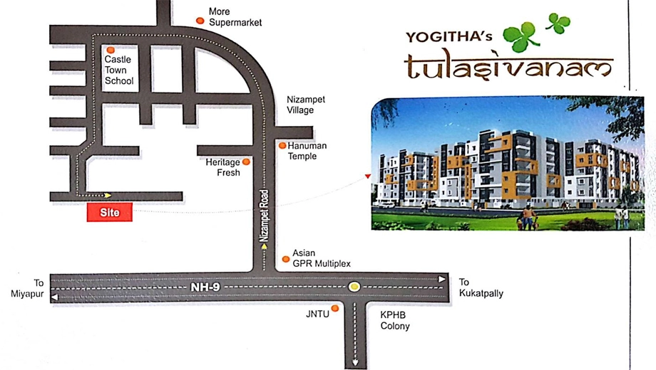 Location of Yogitha Tulasivanam in Nizampet, Hyderabad - Image 397322