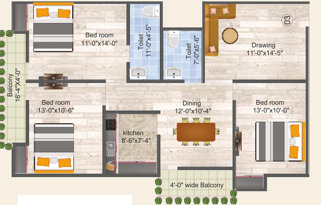 3 BHK Flat in Vibhash Param Anand Residency in Ektapuram, Patna - Image 916075