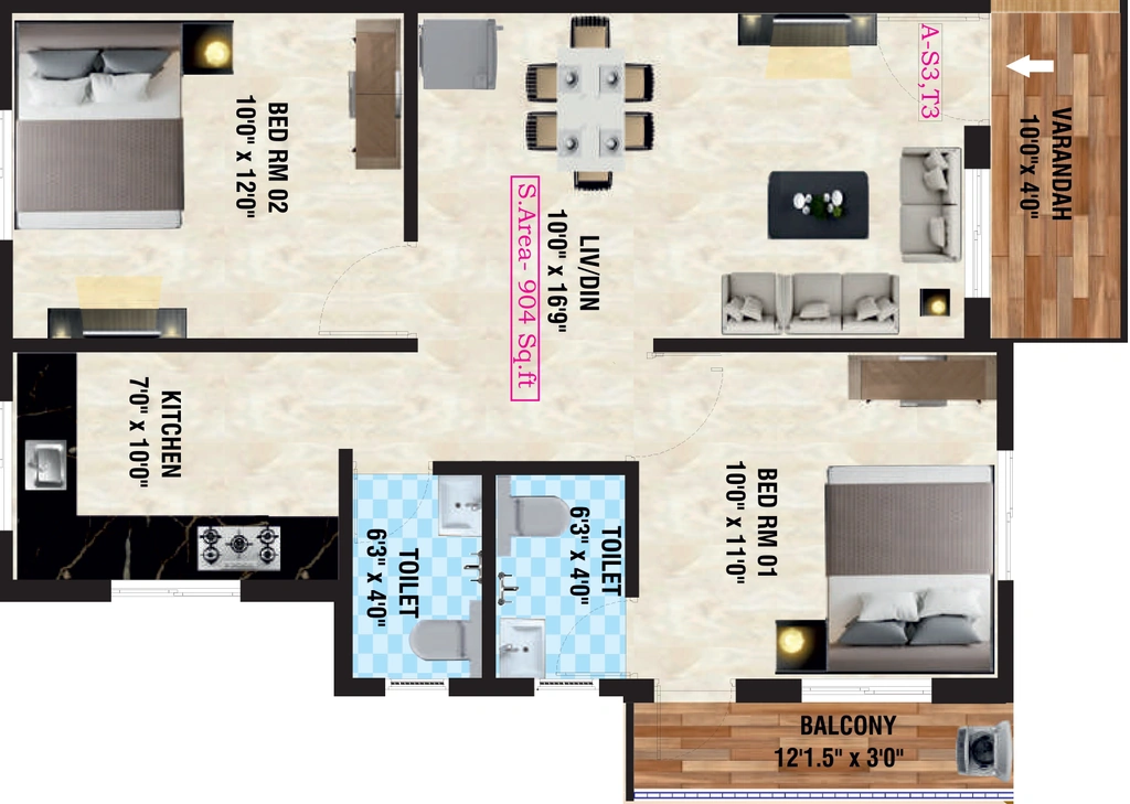 2 BHK Flat in Sunlight Sri Narayanaa in Rajakilpakkam, Chennai - Image 915538