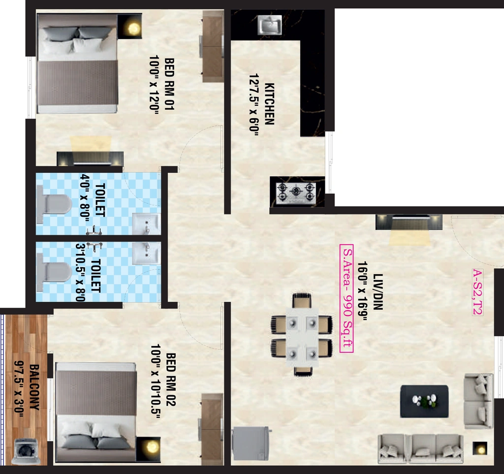2 BHK Flat in Sunlight Sri Narayanaa in Rajakilpakkam, Chennai - Image 915539
