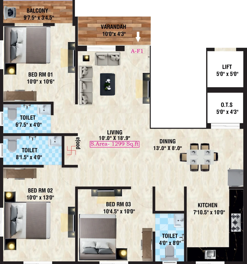3 BHK Flat in Sunlight Sri Narayanaa in Rajakilpakkam, Chennai - Image 915540