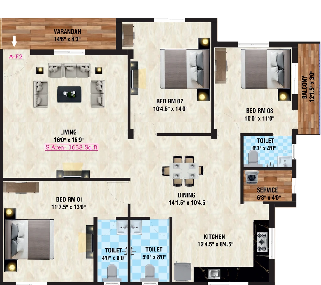 3 BHK Flat in Sunlight Sri Narayanaa in Rajakilpakkam, Chennai - Image 915541