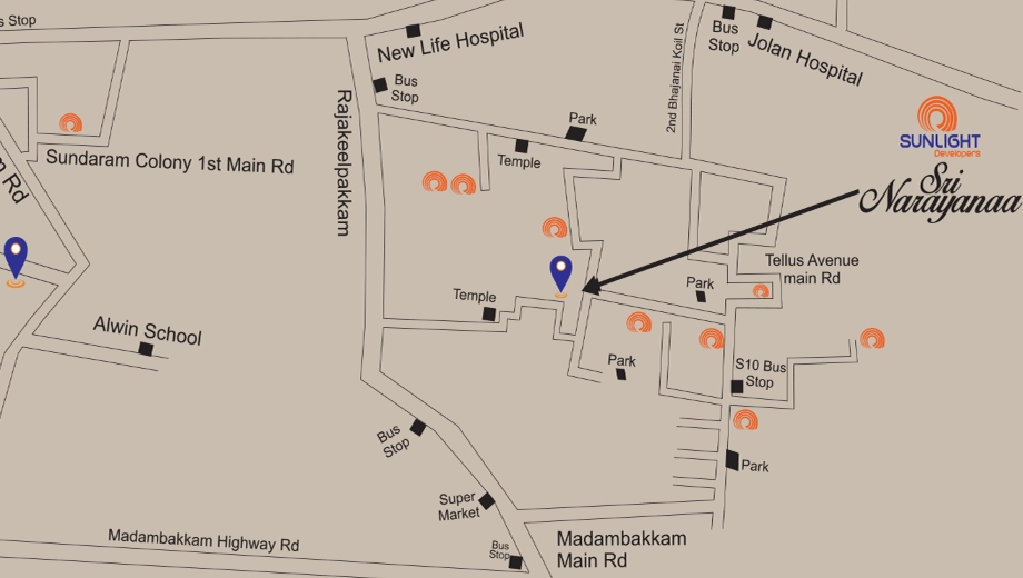Location of Sunlight Sri Narayanaa in Rajakilpakkam, Chennai - Image 397350