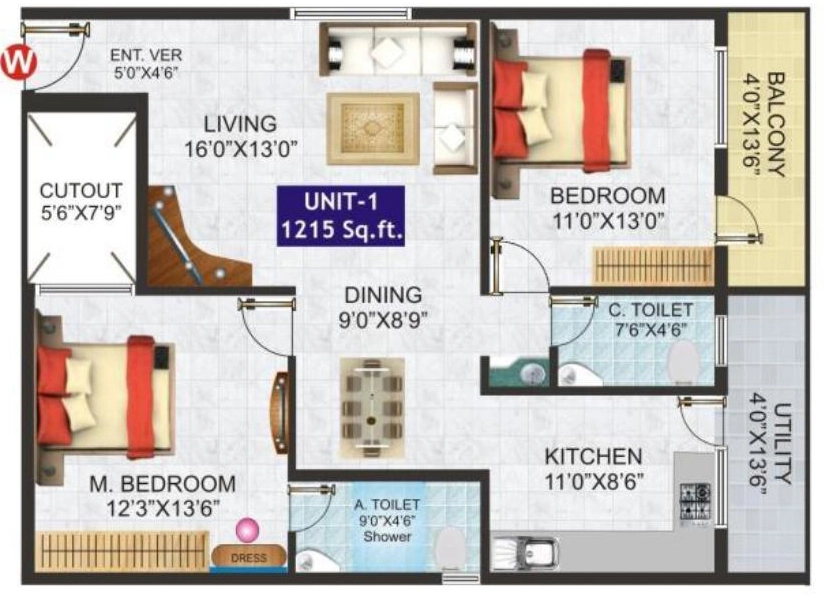 2 BHK Flat in Megas Kamala Residency in Yeshwanthpur, Bangalore - Image 915653