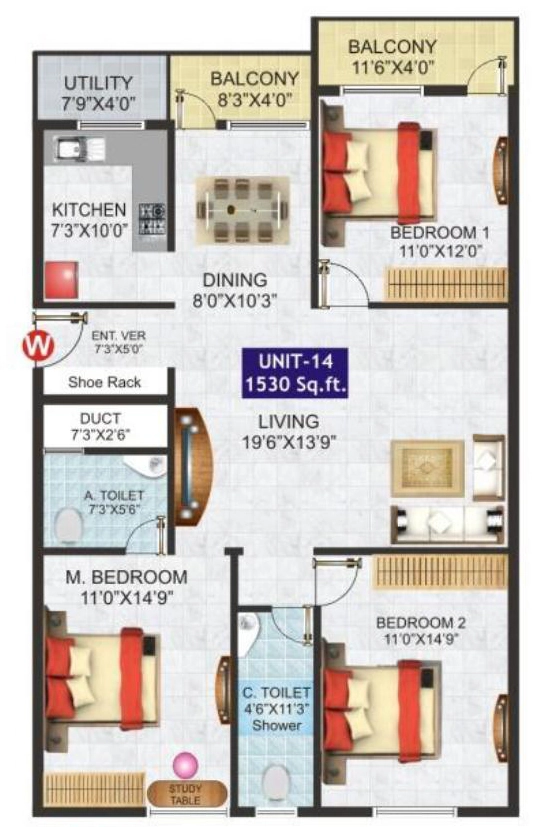 3 BHK Flat in Megas Kamala Residency in Yeshwanthpur, Bangalore - Image 915655