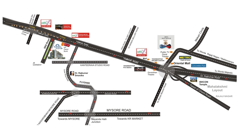 Location of Megas Kamala Residency in Yeshwanthpur, Bangalore - Image 397597
