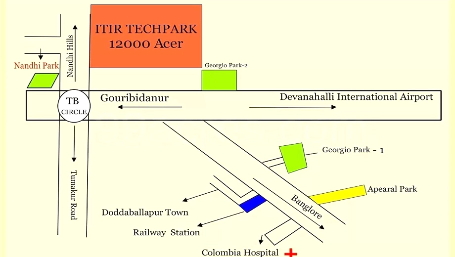 Location of Enrich Nandi Park in Doddaballapur Road, Bangalore - Image 397808
