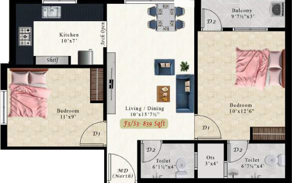 2 BHK Flat in AK Vivianite in Pammal, Chennai - Image 915745