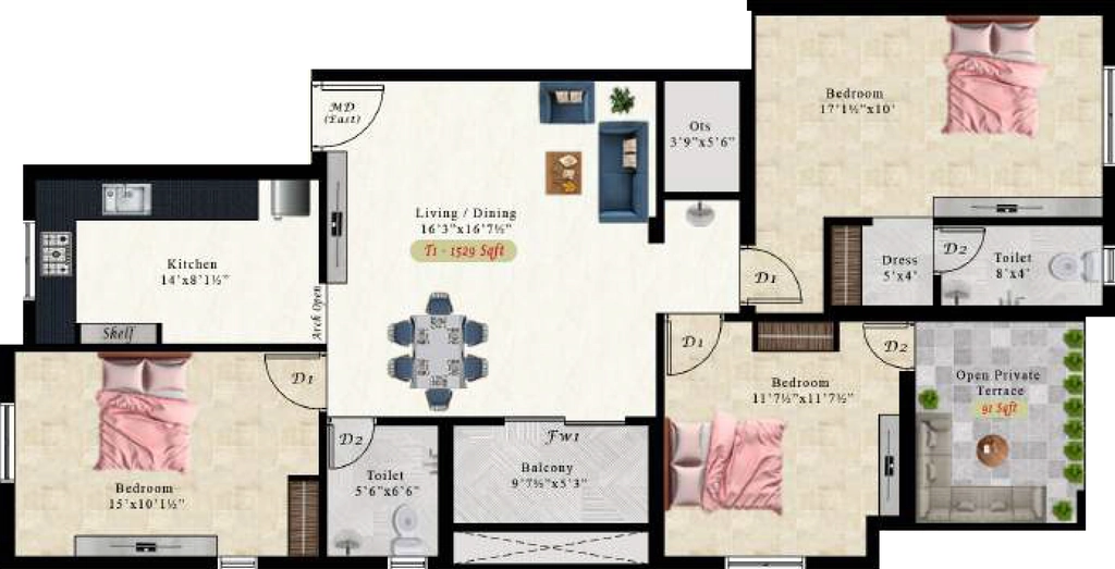 3 BHK Flat in AK Vivianite in Pammal, Chennai - Image 915749