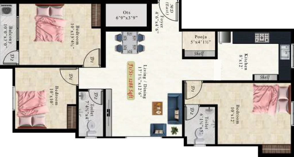 3 BHK Flat in AK Vivianite in Pammal, Chennai - Image 915747