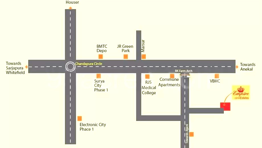 Location of MS Empire Estates in Chandapura, Bangalore - Image 398013