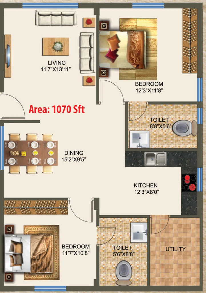 2 BHK Flat in Red Tree Square in Rajarajeshwari Nagar, Bangalore - Image 915845
