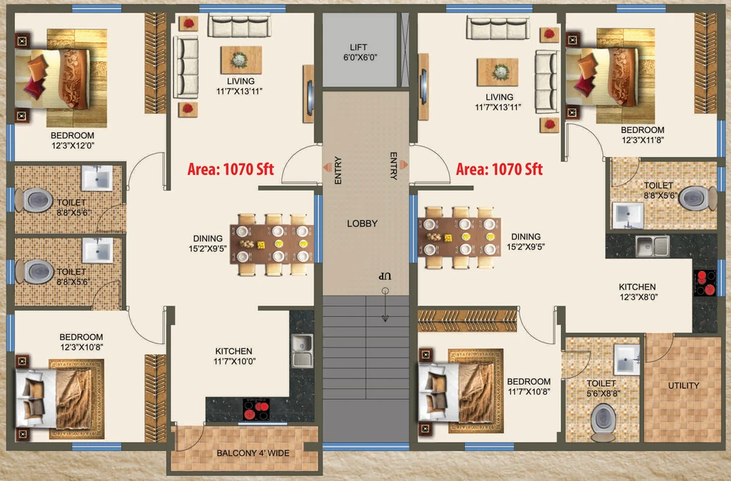 Floor Plan of Red Tree Square in Rajarajeshwari Nagar, Bangalore - Image 398007