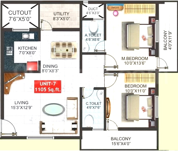 2 BHK Flat in SGS Highland in Rajarajeshwari Nagar, Bangalore - Image 915842