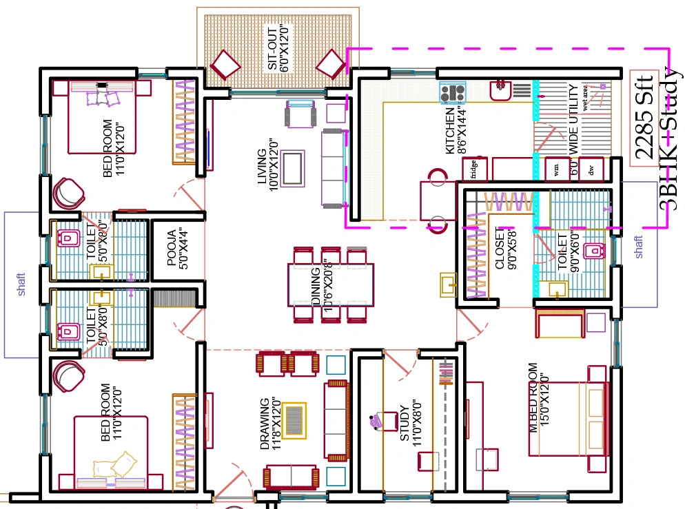 3.5 BHK Flat in Team4 Aria in Miyapur, Hyderabad - Image 915862