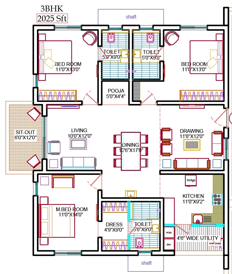 3 BHK Flat in Team4 Aria in Miyapur, Hyderabad - Image 915861