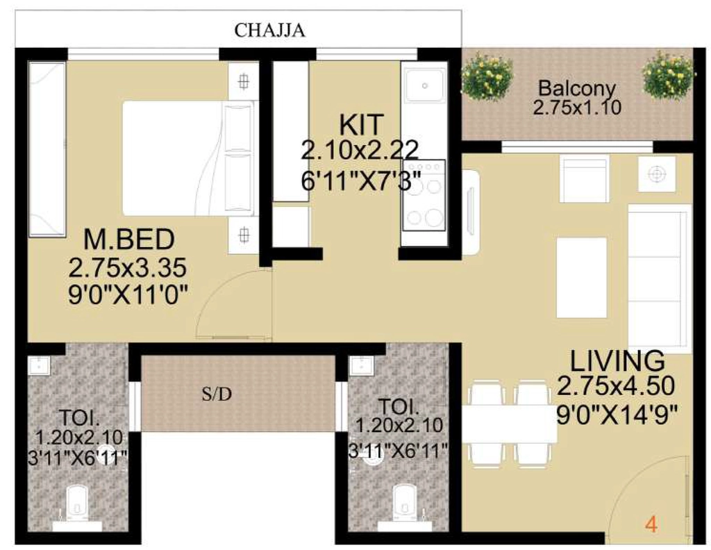 1 BHK Flat in Vaishnavi Garden in Kalyan East, Thane - Image 915863