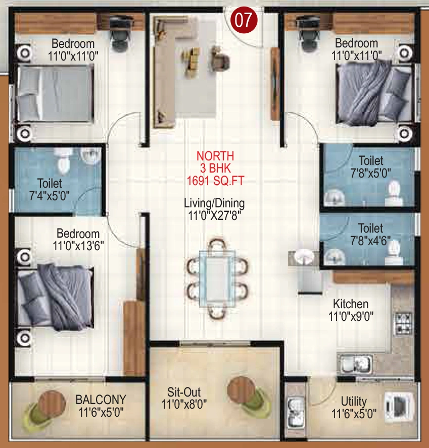 3 BHK Flat in Sapthagiri Sky Garden in Old Madras Road, Bangalore - Image 915912