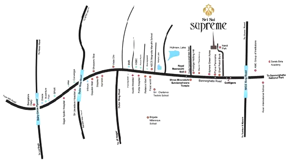 Location of Amigo Sri Sai Supreme in Gottigere, Bangalore - Image 398196