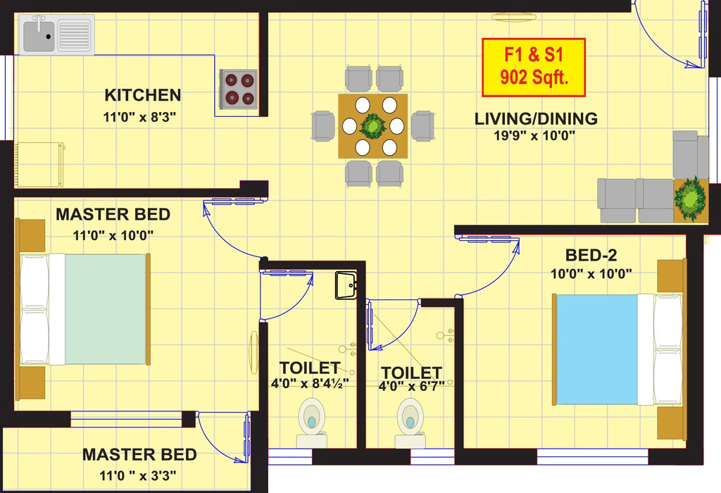 2 BHK Flat in MSP Emerald Park in Pallavaram, Chennai - Image 915917