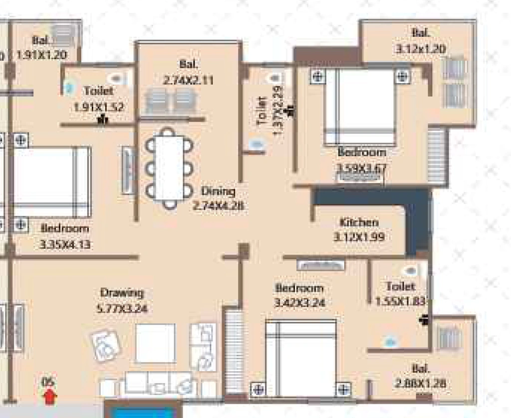 3 BHK Flat in Bigrahpuram BS Hitech Apartment in Kankarbagh, Patna - Image 915923