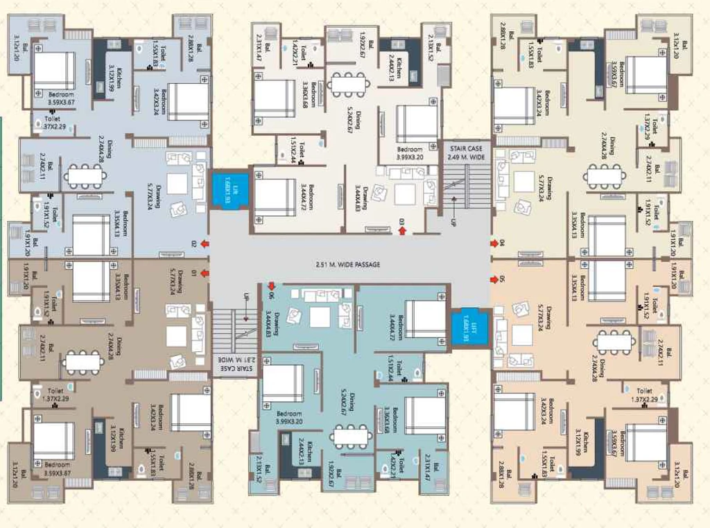 Floor Plan of Bigrahpuram BS Hitech Apartment in Kankarbagh, Patna - Image 398142