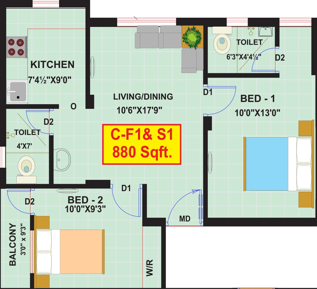 2 BHK Flat in MSP Dream Stone in Saidapet, Chennai - Image 915924