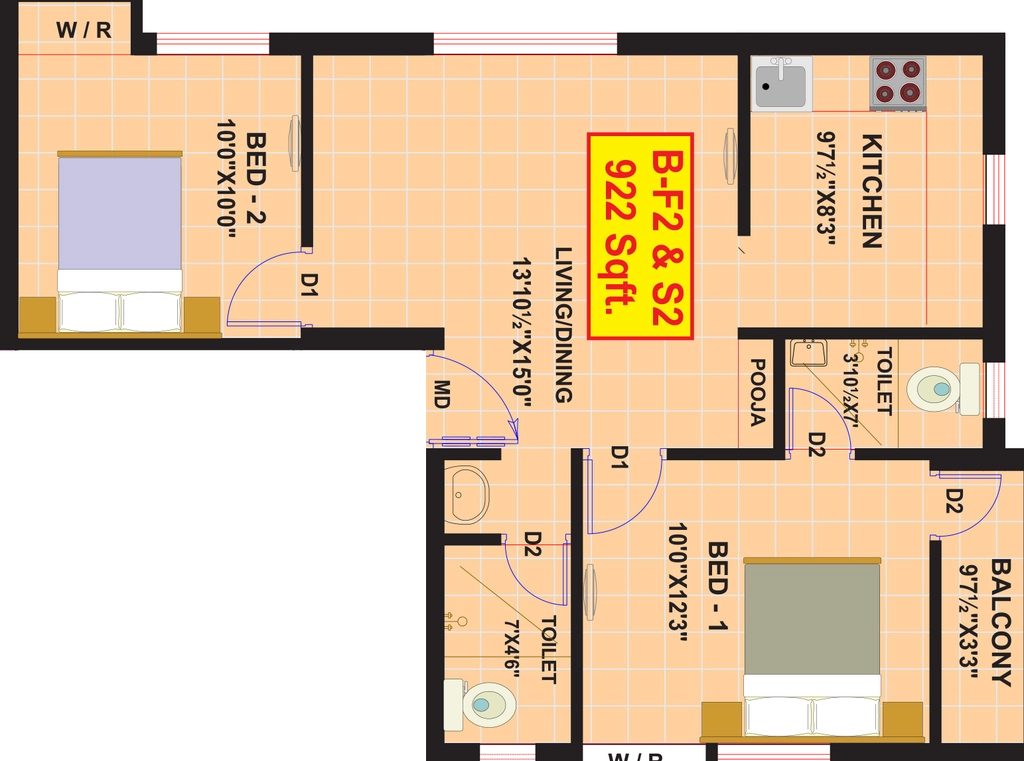 2 BHK Flat in MSP Dream Stone in Saidapet, Chennai - Image 915925