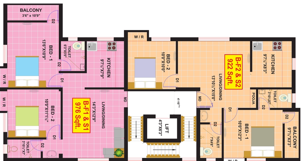 Floor Plan of MSP Dream Stone in Saidapet, Chennai - Image 398158