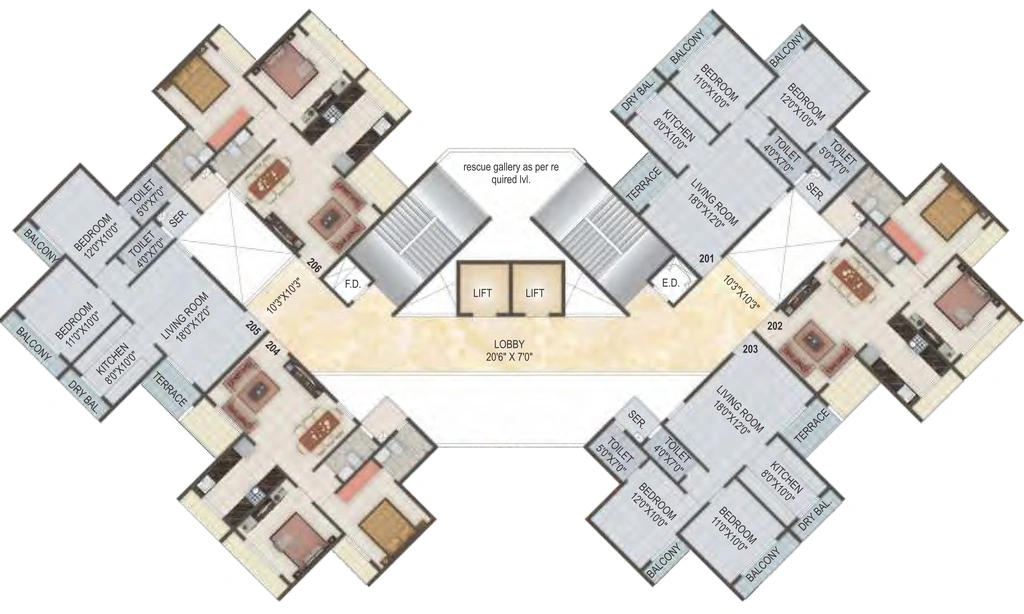 Floor Plan of Akshar Estonia in Dronagiri, Navi Mumbai - Image 398155
