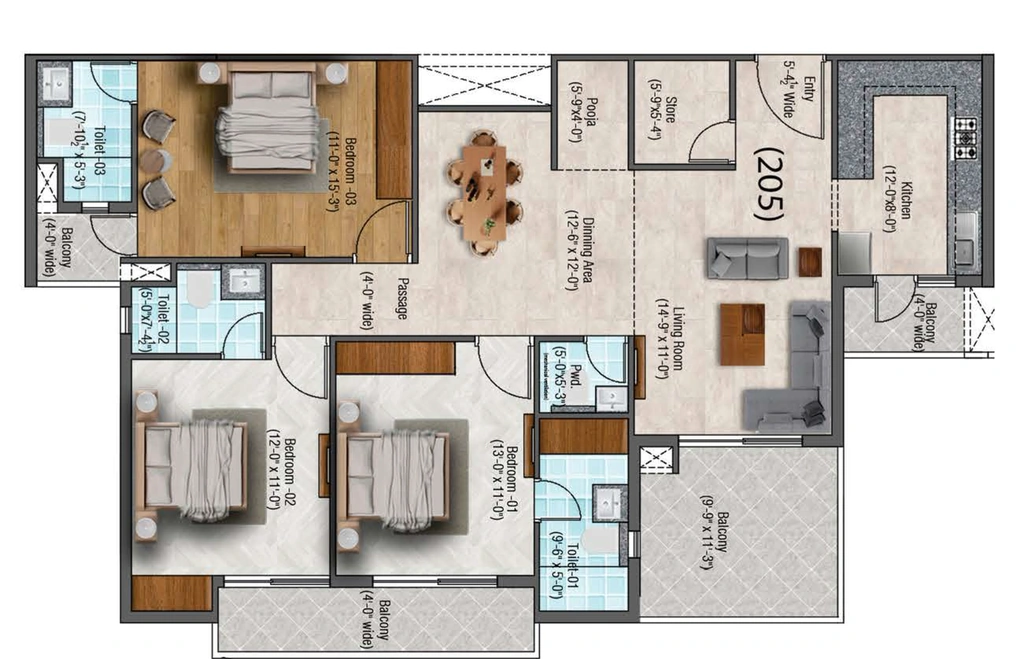 3 BHK Flat in Ambition Paradise in Rupaspur, Patna - Image 915944