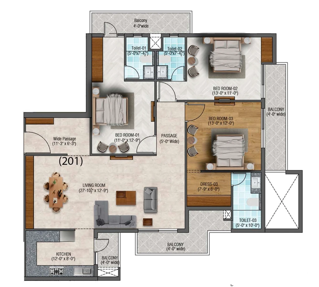 3 BHK Flat in Ambition Paradise in Rupaspur, Patna - Image 915945
