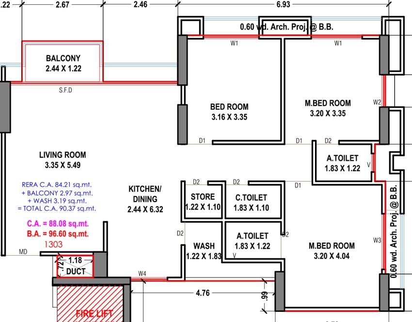 3 BHK Flat in Prayosha Classic in Dindoli, Surat - Image 916604