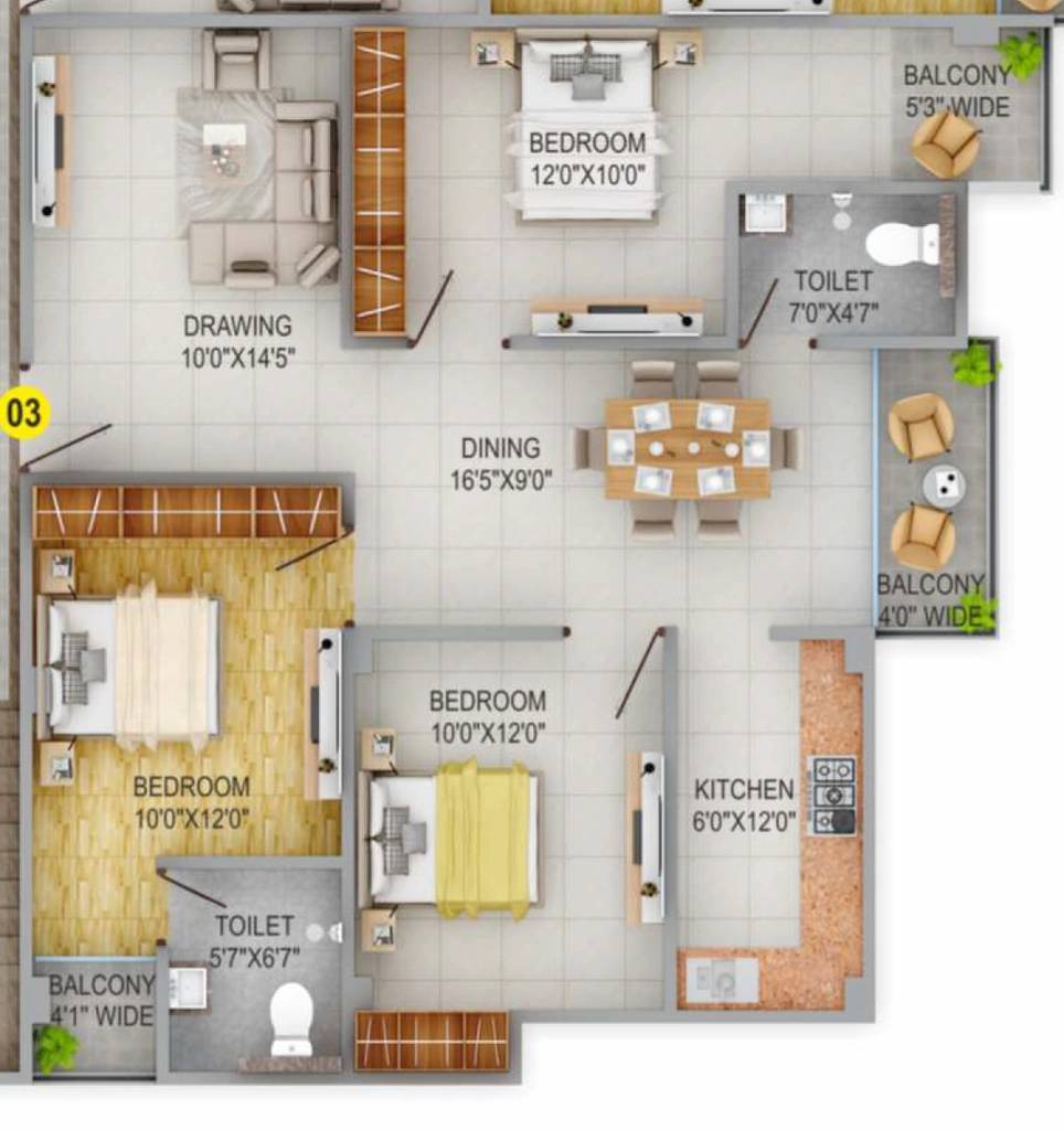 3 BHK Flat in Maheshwari Mukesh Heritage in Rupaspur, Patna - Image 915956