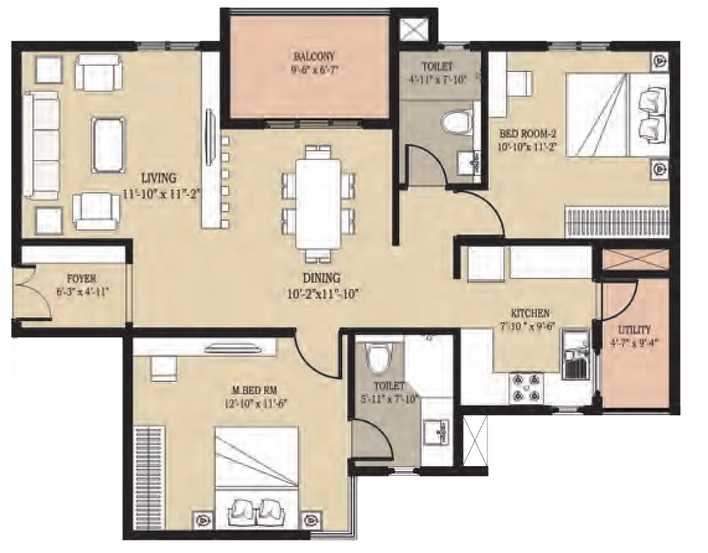 2 BHK Flat in Golden Panorama in Kanakapura, Bangalore - Image 916017