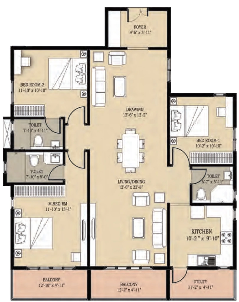 3 BHK Flat in Golden Panorama in Kanakapura, Bangalore - Image 916019