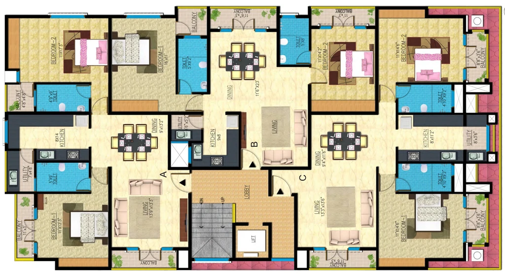 Floor Plan of Emerald Icon in Kalyan Nagar, Bangalore - Image 398375