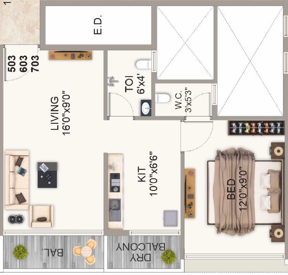 1 BHK Flat in Sky Flora in Dronagiri, Navi Mumbai - Image 915984