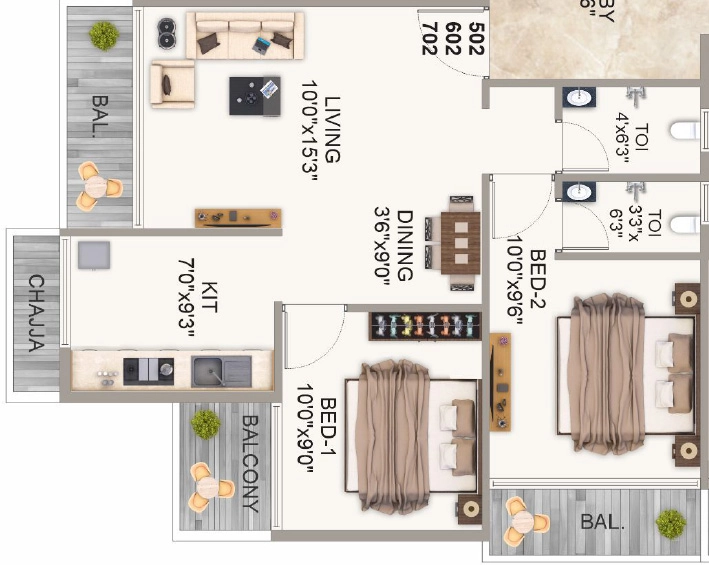 2 BHK Flat in Sky Flora in Dronagiri, Navi Mumbai - Image 915985