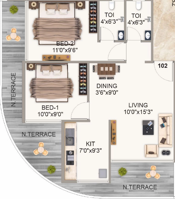 2 BHK Flat in Sky Flora in Dronagiri, Navi Mumbai - Image 915986