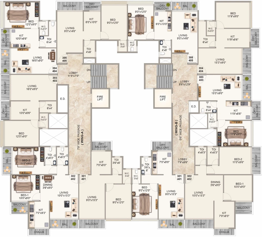 Floor Plan of Sky Flora in Dronagiri, Navi Mumbai - Image 398302