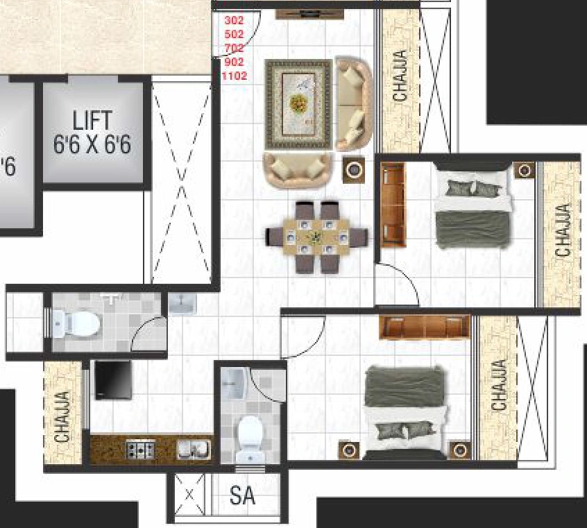 2 BHK Flat in Sky Heritage in Dronagiri, Navi Mumbai - Image 915998