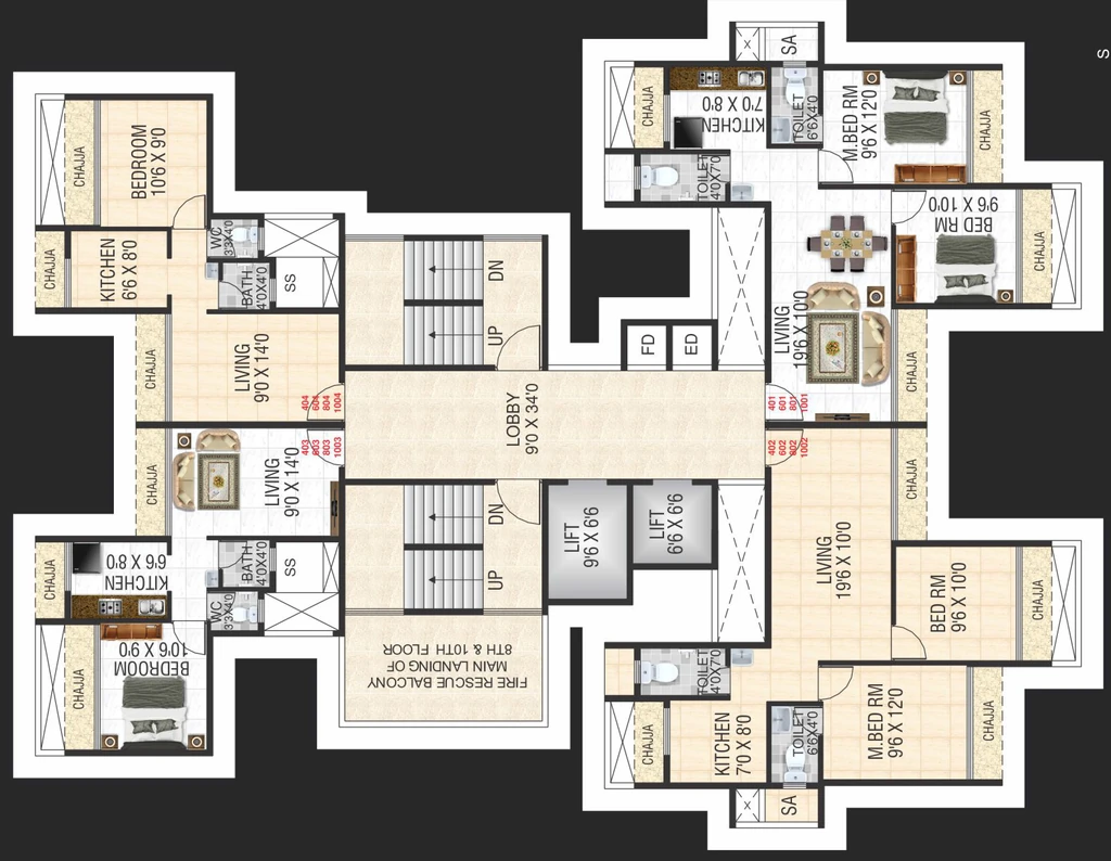 Floor Plan of Sky Heritage in Dronagiri, Navi Mumbai - Image 398324