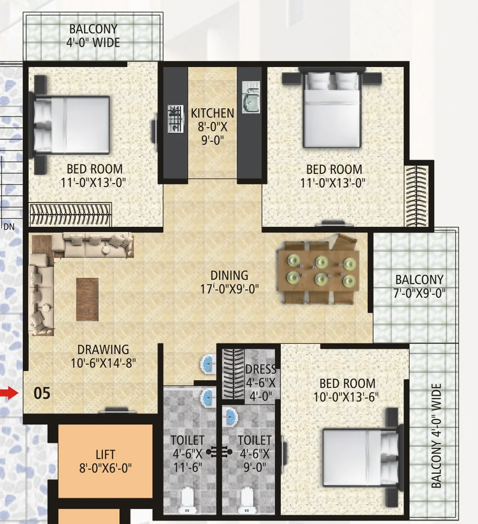 3 BHK Flat in Platinum Shanvi Residency in Lakhni Bigha, Patna - Image 916031