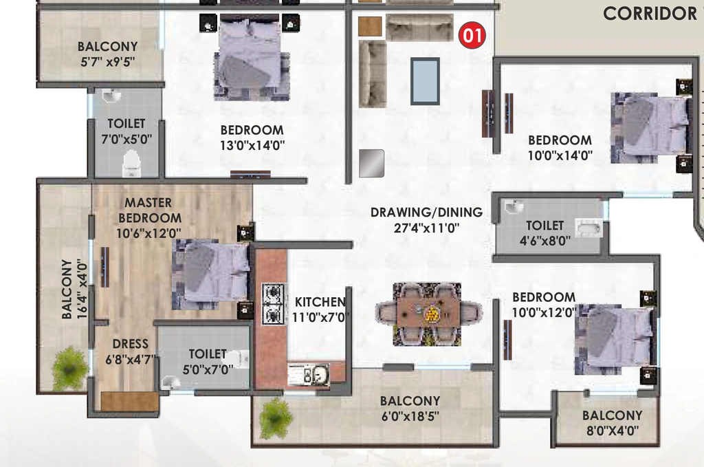 4 BHK Flat in Umeed Nagar Township in Ranipur, Patna - Image 916176