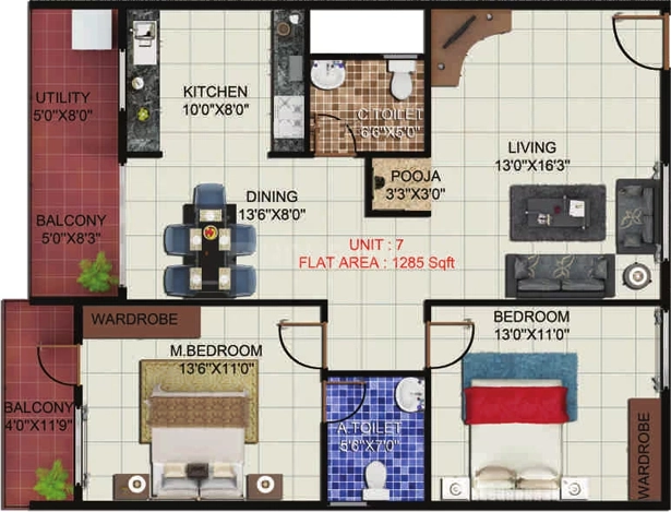 2 BHK Flat in Pariwar Passion in Doddakammanahalli, Bangalore - Image 916091